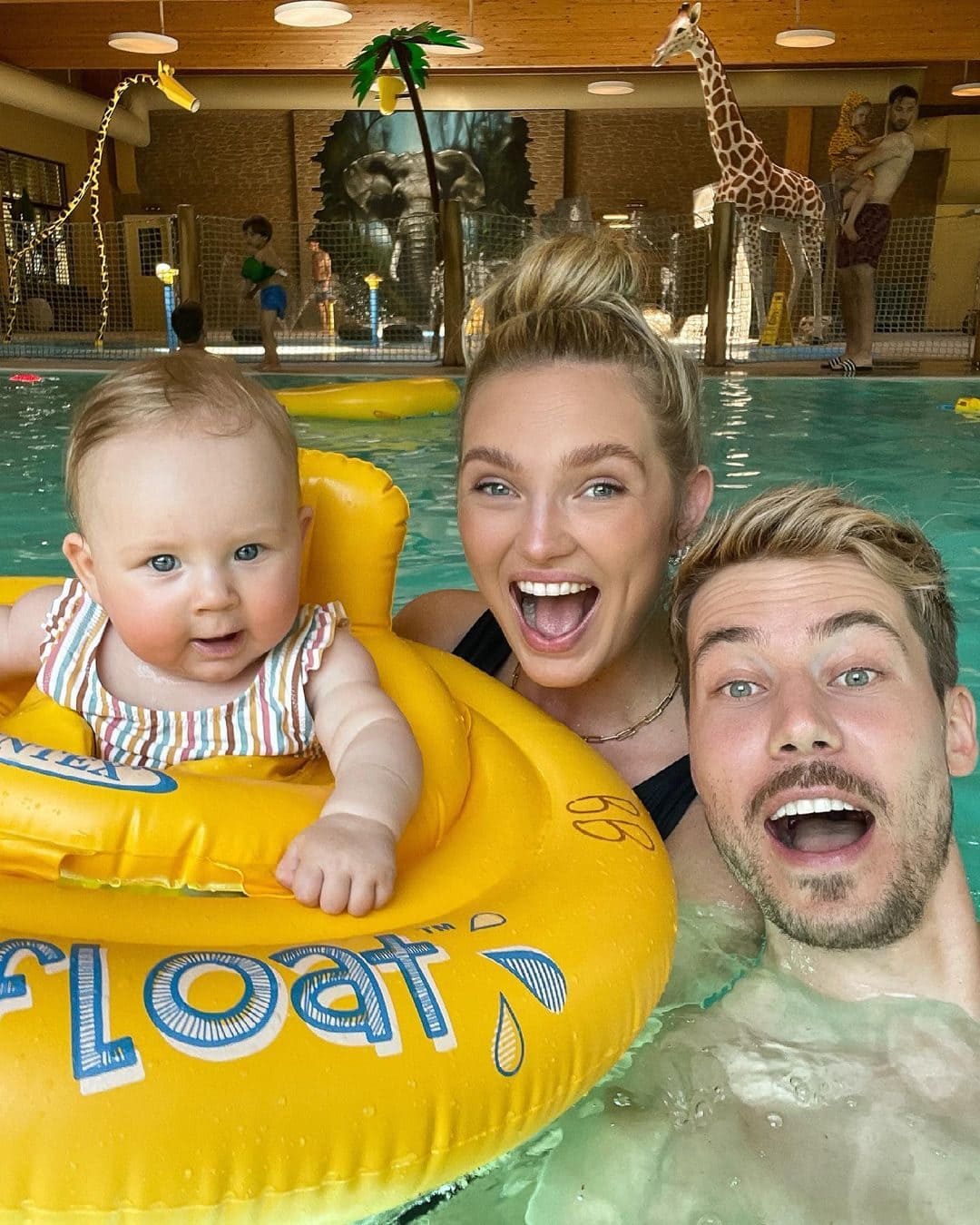 Romee Strijd with her Husband and their Child 