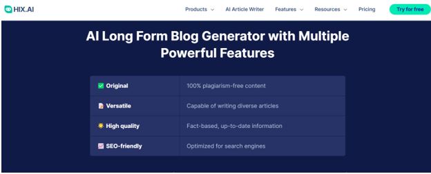What is the HIX AI Long Form AI Writer