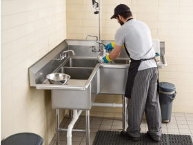 Custom irregular three-compartment commercial stainless steel kitchen sink for dishwashing